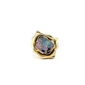 Ring Freeform 2.75ct Partially Black Australian Opal 14ky 19.5mm Sz5 8.95g 225100064