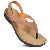 AEROTHOTIC L1329 VERRA BROWN COMFORTABLE BACK STRAP THONG SANDAL