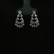 14K White Gold Textured Tanzanite Dangle Earrings