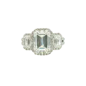 14K Gold White Halo Emerald Cut Diamond Engagement Ring - Lab-Grown 4.54 CTW Diamond