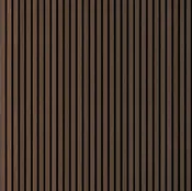 European Walnut Fluted Wood Slat Acoustic Sound Absorbing Wall Panel, 114.2 in. x 9.5 in.,   (7.53 sqft )