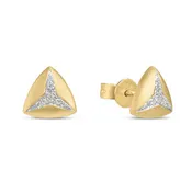 14K Two-Tone Triangle Diamond Stud Earrings – 0.06ctw