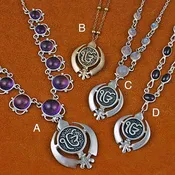 Khanda Ekongkar Pendants on varied necklaces