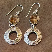 Ancient Bronze Flower And Circle Earrings