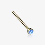 14 Karat Gold Bezel Set Fire Opal Fishtail Nose Ring