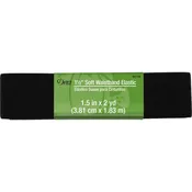 1-1/2" Soft Waistband Elastic, 2yds - Black