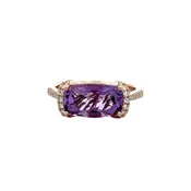14k Rose Gold East-West Amethyst & Diamond Ring – Size 7