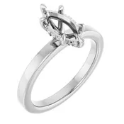 14K White Gold 10x5 mm Marquise Engagement Ring Mounting