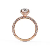 3-Row Pave Hidden Halo Diamond Engagement Ring