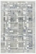 Grey Modern Rug with Ivory & Silver Accents