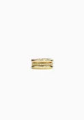 14K Triple Gold & Diamond Pinky Ring Stack | Gold