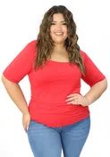 BL-T-6374 Red Blusa Plus de Mujer