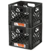 18 Quart Storage Stackable Storage Crate with Handles, Black (2 Pack) (Used)