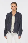 Annie Distressed Fringed Leather Jacket