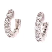14K White Gold Diamond Huggie Earrings