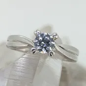 14K White Gold Cubic Zirconia Engagement Ring