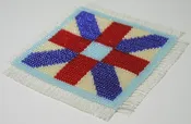 Beadpoint Coasters - Red/White/Blue Cross quilt pattern