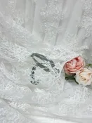 Alencon French Lace Bridal Fabric by the Yard | Scalloped Edge Lace for Wedding Dresses & Veils |