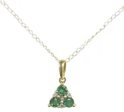 14K gold, Diamond and Dainty Emerald Necklace