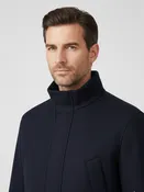 Men’s Navy Wool-Blend Funnel Neck Coat