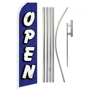 11.5' Open Blue and White Feather Flag & Pole Kit