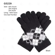 ARGYLE PATTERN GLOVES - 12 pr pack