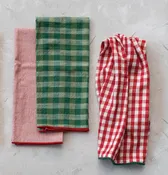 28"L x 18"W Woven Cotton Tea Towels, Multi Color, Set of 3