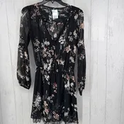 0 flo print v-neck l/s dress