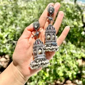 Antique Birdcage Pearl Statement Earrings