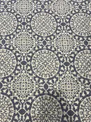 5 Yards Cut Out-Denim Blue & White Cotton Plain-Weave Fabric