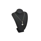 #189-3-LNBK Small Linen Covered Wood Jewelry Display Necklace Chain Jewelry Bust Display, Black Linen