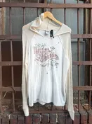 2000s Harley Davidson Distressed White Hooded Long Sleeve Top Ladies 2X ASIS