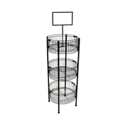 3-Basket Wire Dump Bin Floor Display with Sign Frame