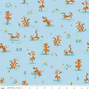 100 AKER WOODS: Tigger Bounce-Sky (1/4 Yard)