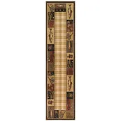 Beige Black Country Cabin/Lodge Nature Area Rug