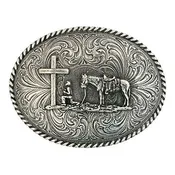Attitude Christian Cowboy Antique Silver Buckle