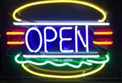 Burger Open Neon Sign