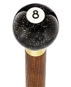 8 Ball Black Sparkle Round Knob Cane w/ Custom Color Ash Shaft & Collar