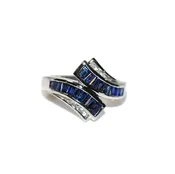 Baguette Cut Blue Sapphire Diamond Ring — Glitz Jewelers