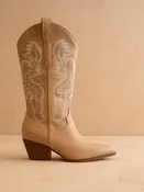 The Amaya Western Boot - Almond Pebble
