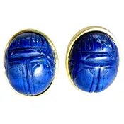 18K Gold and Lapis Lazuli Scarab Earrings