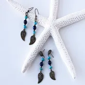 Boho Bronze and Turquoise Leaf Earrings