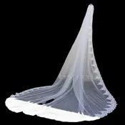 1-Layer Cathedral Lace Bridal Veil 300cm Long, 280cm Wide with Metal Comb in White, Ivory