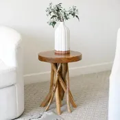 16 Teak Wood Stick Leg End Table - 16D x 16W x 20H