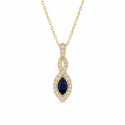10KT Gold Sapphire and Diamonds Pendant