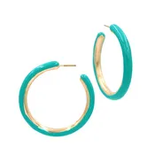 45mm Color Enamel Hoops - Turquoise