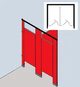 412 Between-2-Walls - Floor Mounted / Overhead Braced - Solid Plastic / Polymer Partitions