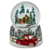 100MM Winter Scene with Red Truck Snow Globe