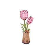 3D Wooden Flower Puzzle: Pink Tulip