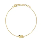 0.02CT 14K Y/G BLACK & WHITE DIAMOND ELEPHANT BRACELET